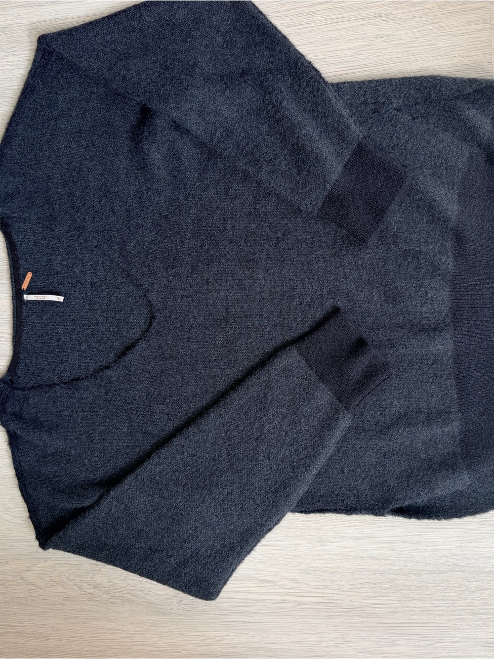 Free People Deep V-Neck Black Oversized Sweater - Picture 3 of 3